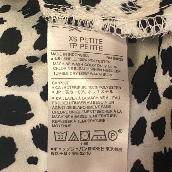 Banana Republic White Black Animal Print Keyhole Sleeveless Blouse Size XSP - Picture 11 of 12